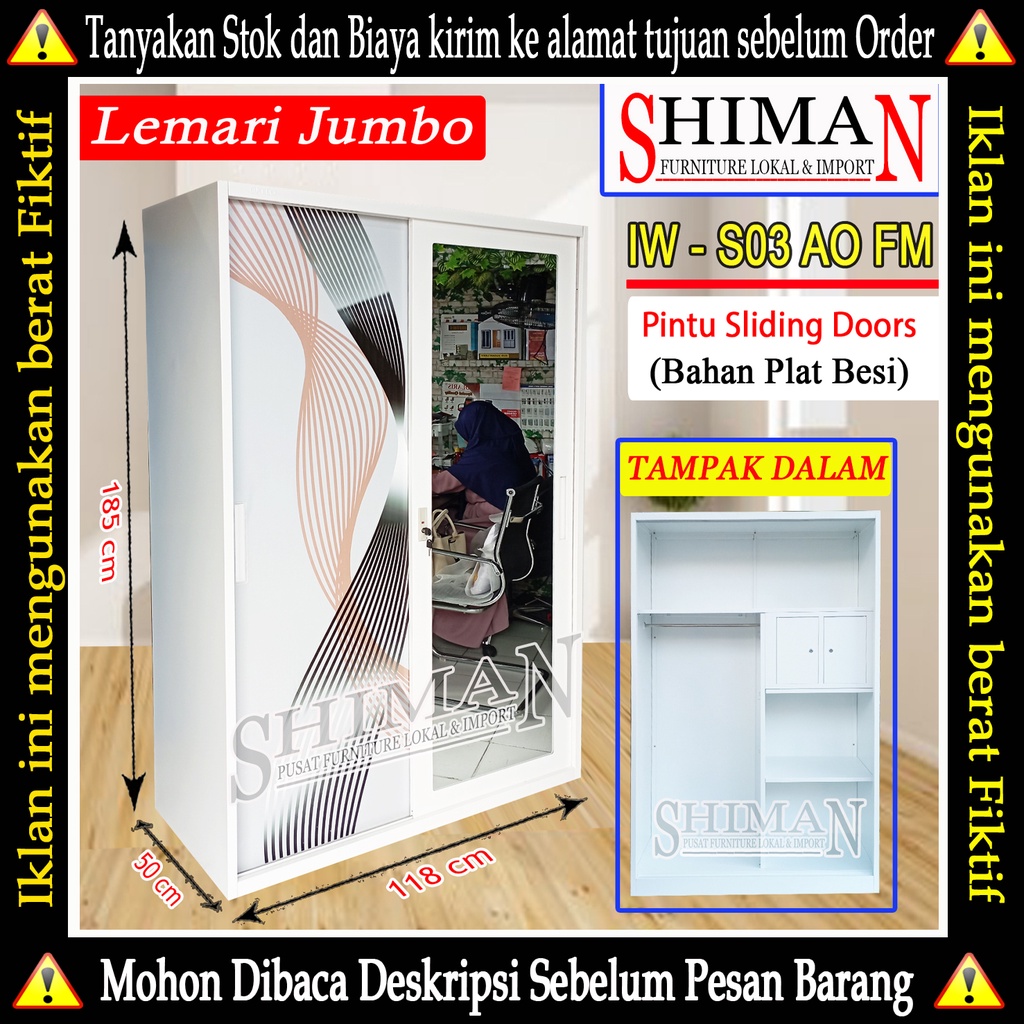 Jual Lemari Pakaian Besi Sliding Door IW S03 AO FM OKELO | Shopee Indonesia