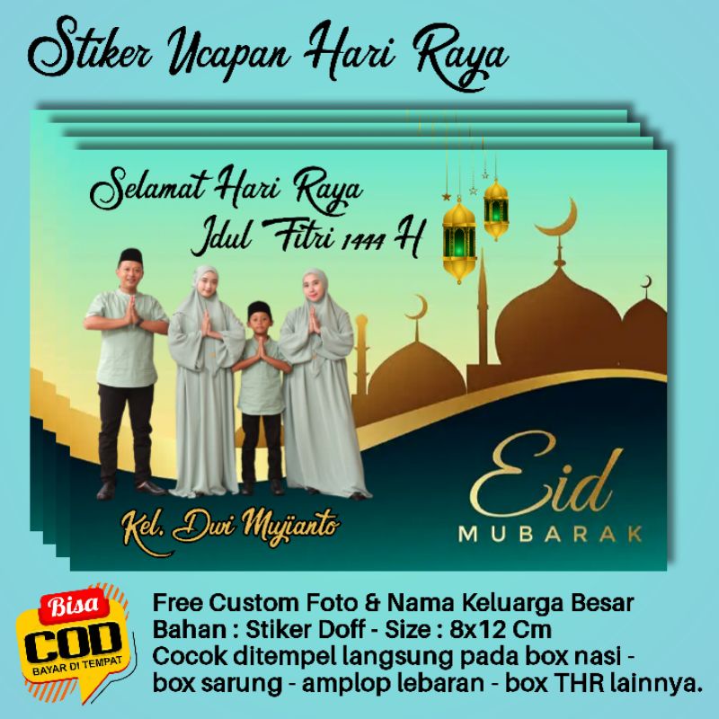 Jual Stiker Hari Raya Idul Fitri - Custom Nama & Foto (Praktis Tempel ...
