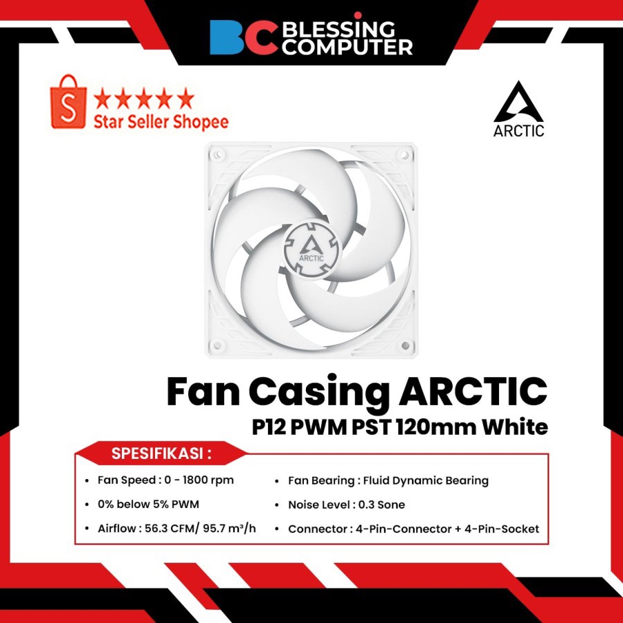 Jual Fan Casing ARCTIC P12 PWM PST 120mm White ACFAN00170A | Shopee ...