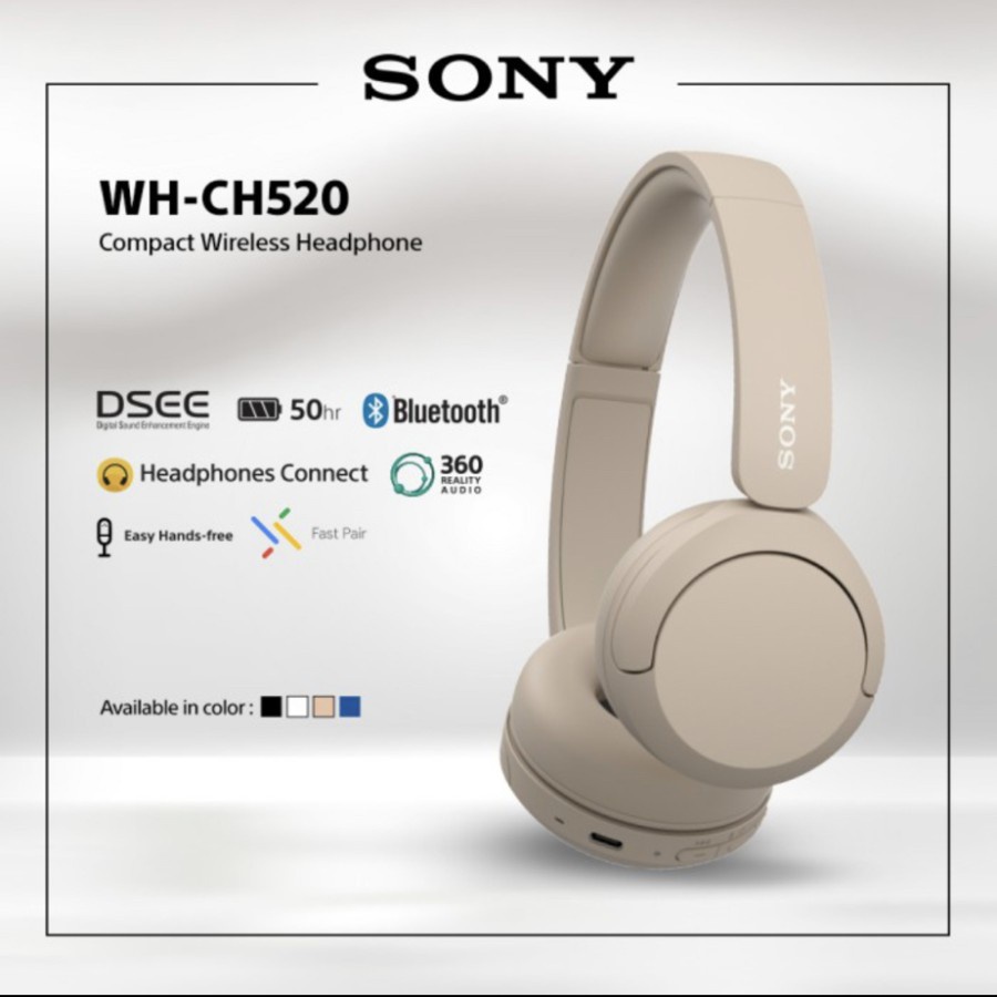 Jual Sony WH-CH520 Wireless Bluetooth Headphone On Ear CH520 CH-520 ...