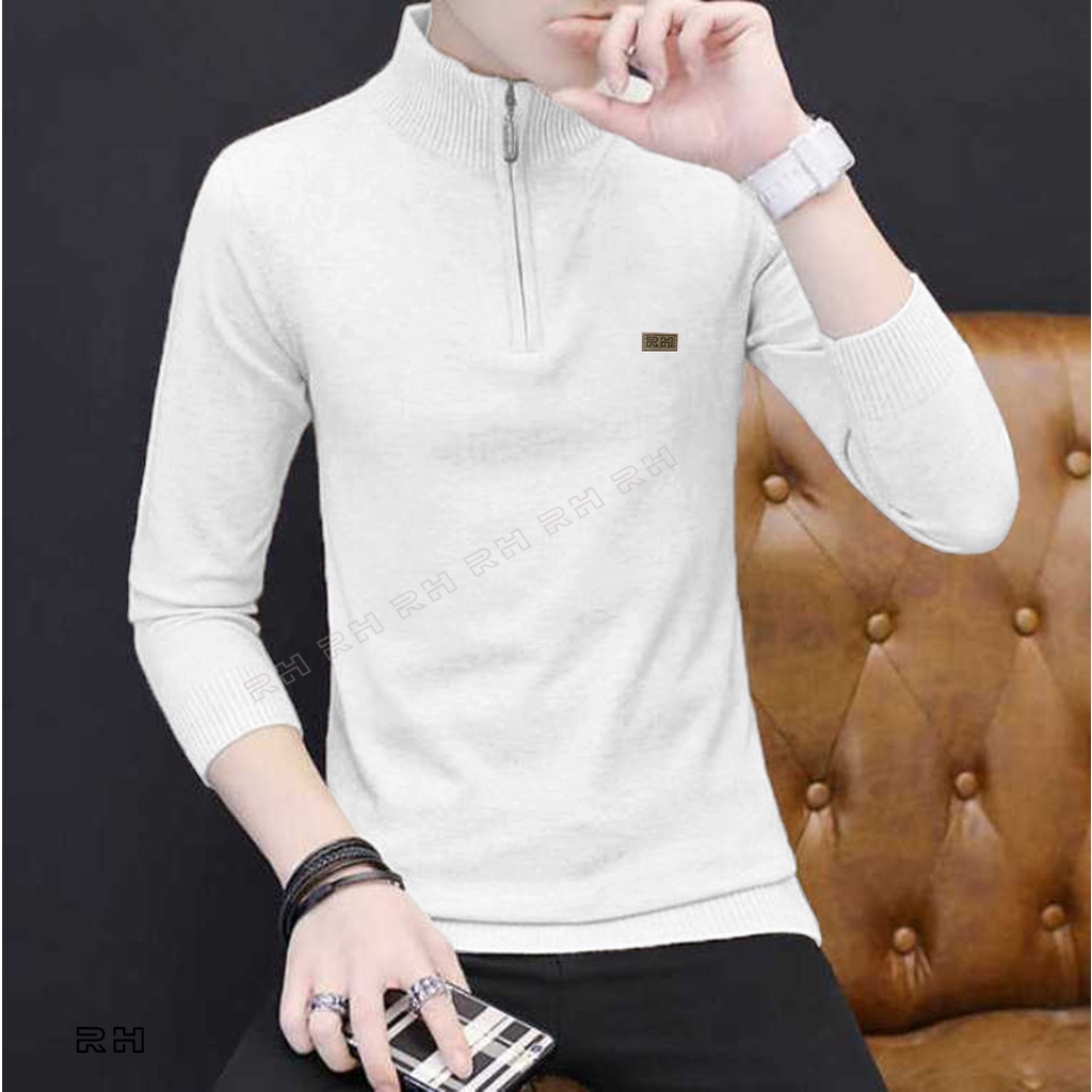 Jual Baju Rajut Kerah Tinggi Zipper Sweater Turtleneck Resleting