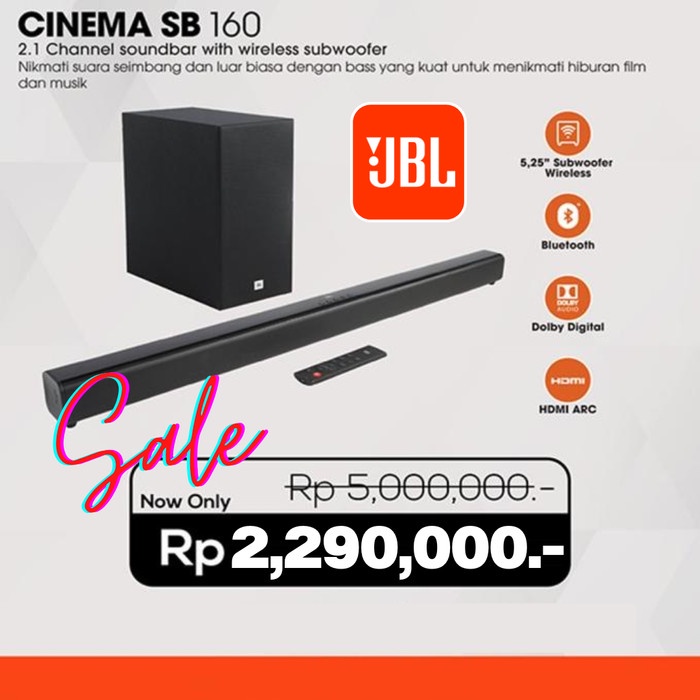 Jual JBL Cinema SB160 Soundbar Wireless Subwoofer Dolby Extra Deep Bass