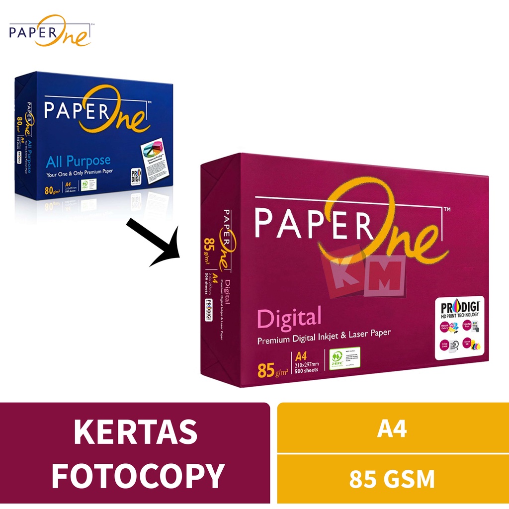 Jual Kertas Fotocopy HVS PaperOne Paper One A4 80 / 85 Gram Gsm Gr 85Gr