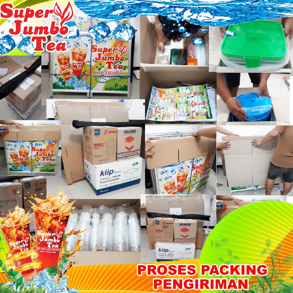 Jual Super Jumbo Tea Paket Lengkap 500 PORSI Gerobak Siap Jualan TEH ...