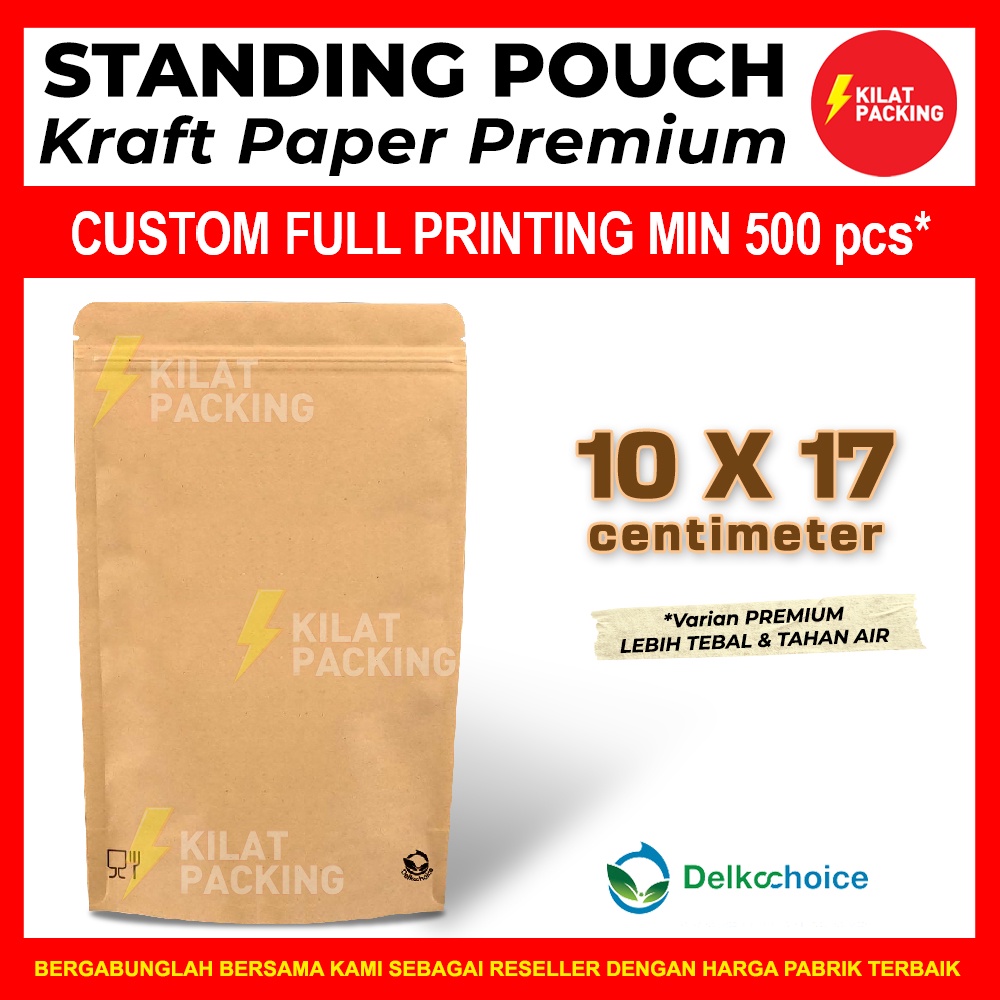 Jual STANDING POUCH KRAFT PAPER COKLAT NON WINDOW PLASTIK KLIP - Main Image