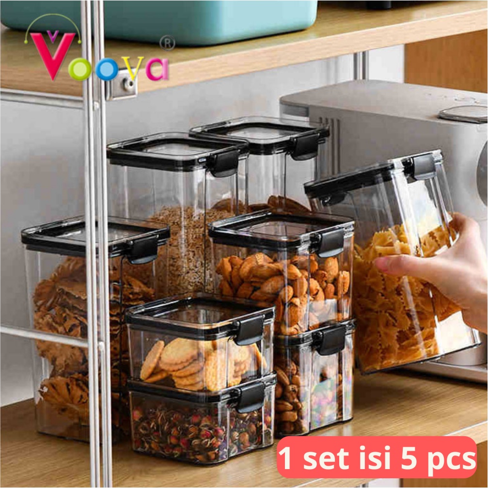 Jual Voova Set Toples Akrilik Toples Kedap Udara Toples Kue Kering Food Container 1 Set Isi 5642