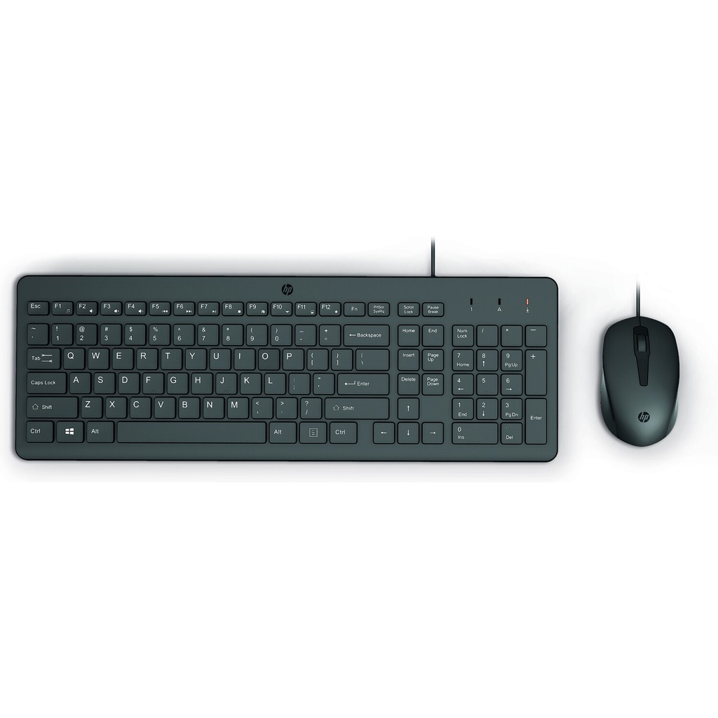 Mouse Wired and Keyboard HP 150 Windows 11 Windows 10 42.59 x 14.61 x 2.68 cm (keyboard) 10.34 x 6.11 x 3.42 cm (mouse) Garansi 1 Tahun Official (2)