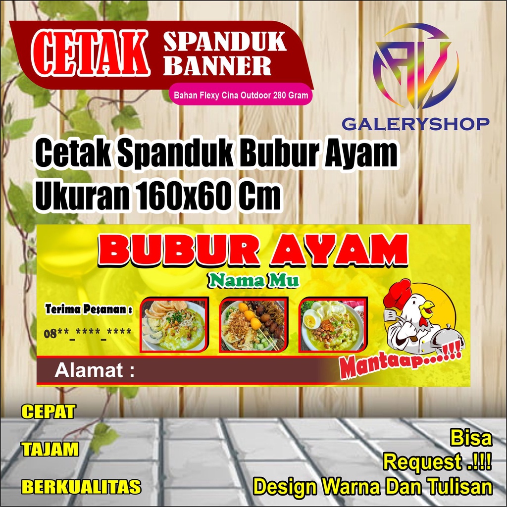 Jual Cetak Spanduk Banner Jualan Bubur Ayam Model A Dll Ukuran 160x60