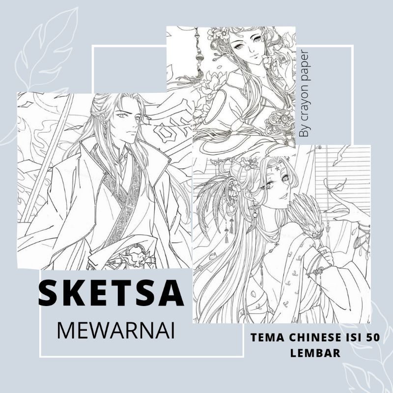 Jual Gambar Sketsa Mewarnai Tema Chinese Kertas Hvs A4 Isi 10 20 30