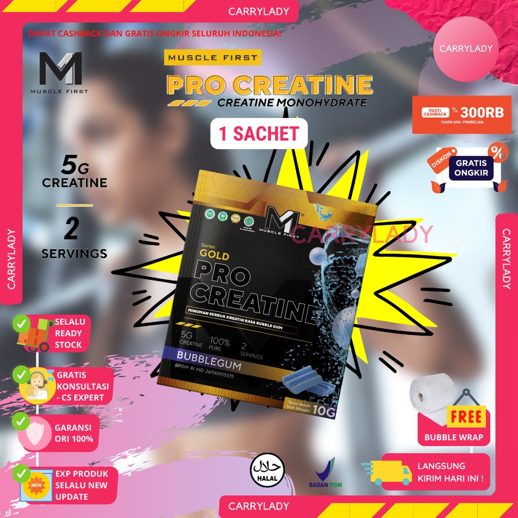 Jual Muscle First M1 Pro Creatine Kreatin Monohydrate Box 1 Sachet 2x ...