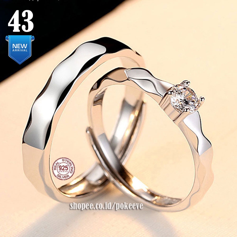 Jual Cincin Couple Perak Nikah Lamaran Pernikahan Kawin Tunangan Pria Wanita Sterling