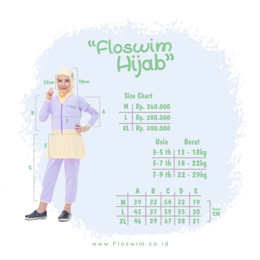 Baju Renang Anak Apung Hijab Muslimah 