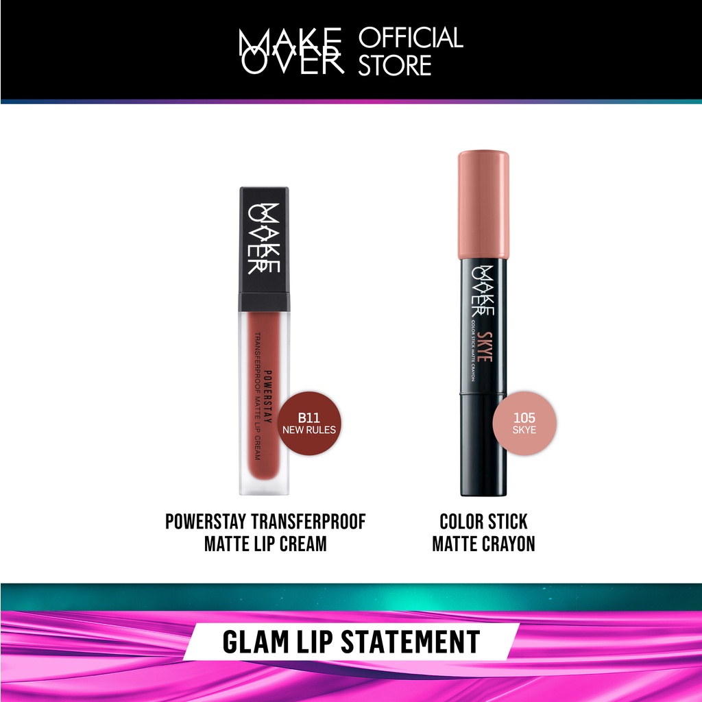Jual Make Over Glam Lip Statement Transferproof Matte Lip Cream Color Stick Matte Crayon 4862