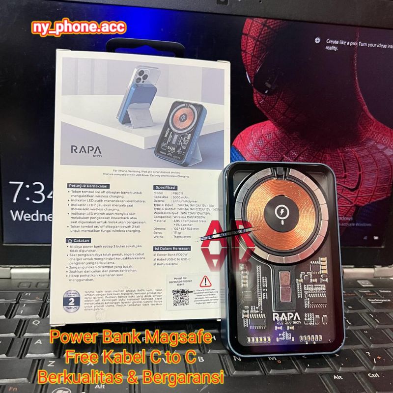 Jual Power Bank Wireless RAPAtech 5.000mAh MagSafe Origin Crystal l ...