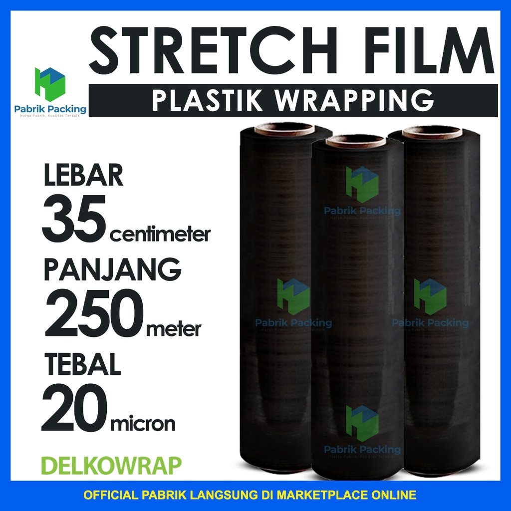 Jual Plastik wrap stretch film hitam plastic wrapping satuan 35CM X ...