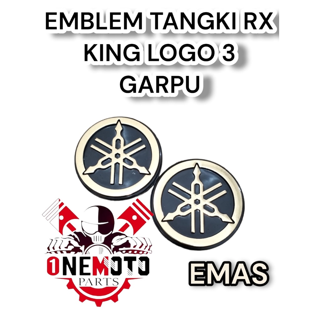 Jual EMBLEM TANGKI YAMAHA RX KING LOGO 3 GARPU EMAS BULAT KUALITAS ...