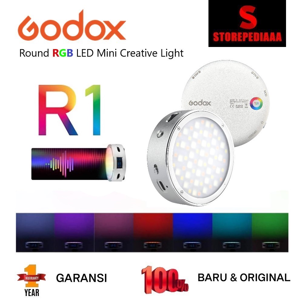 Jual Godox R1 RGB Round LED Magnetic Mini Light with Diffuser | Shopee ...