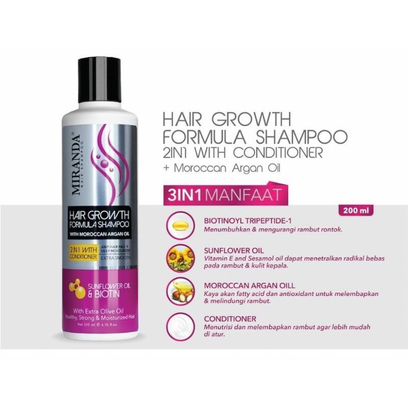 Jual MIRANDA HAIR GROWTH FORMULA SHAMPO 2IN1 WITH CONDITIONER 200ml