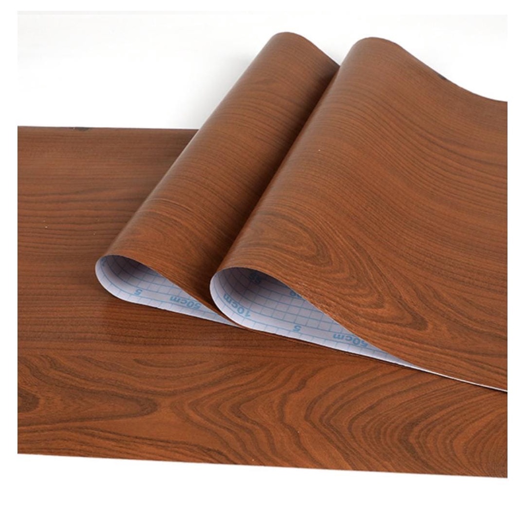 Jual WALLPAPER DINDING 10M / 9M / 8M WALPAPER STIKER SERAT KAYU COKLAT