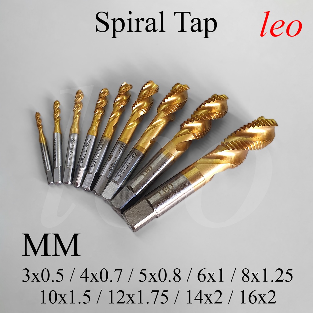 Jual Spiral Tap Leo HSSE 3/4/5/6/8/10/12/14/16mm Pembuat Ulir Hand Tap ...