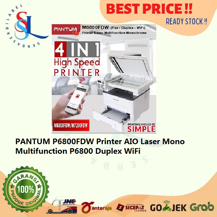 Jual PANTUM M6800FDW Printer AIO Laser Mono Multifunction M6800 Duplex ...