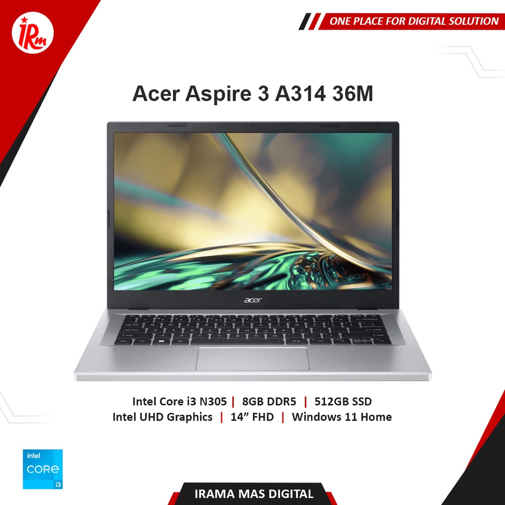 Jual Acer Aspire 3 A314 36m Intel Core I3 N305 8gb 512gb Ssd Fhd W11