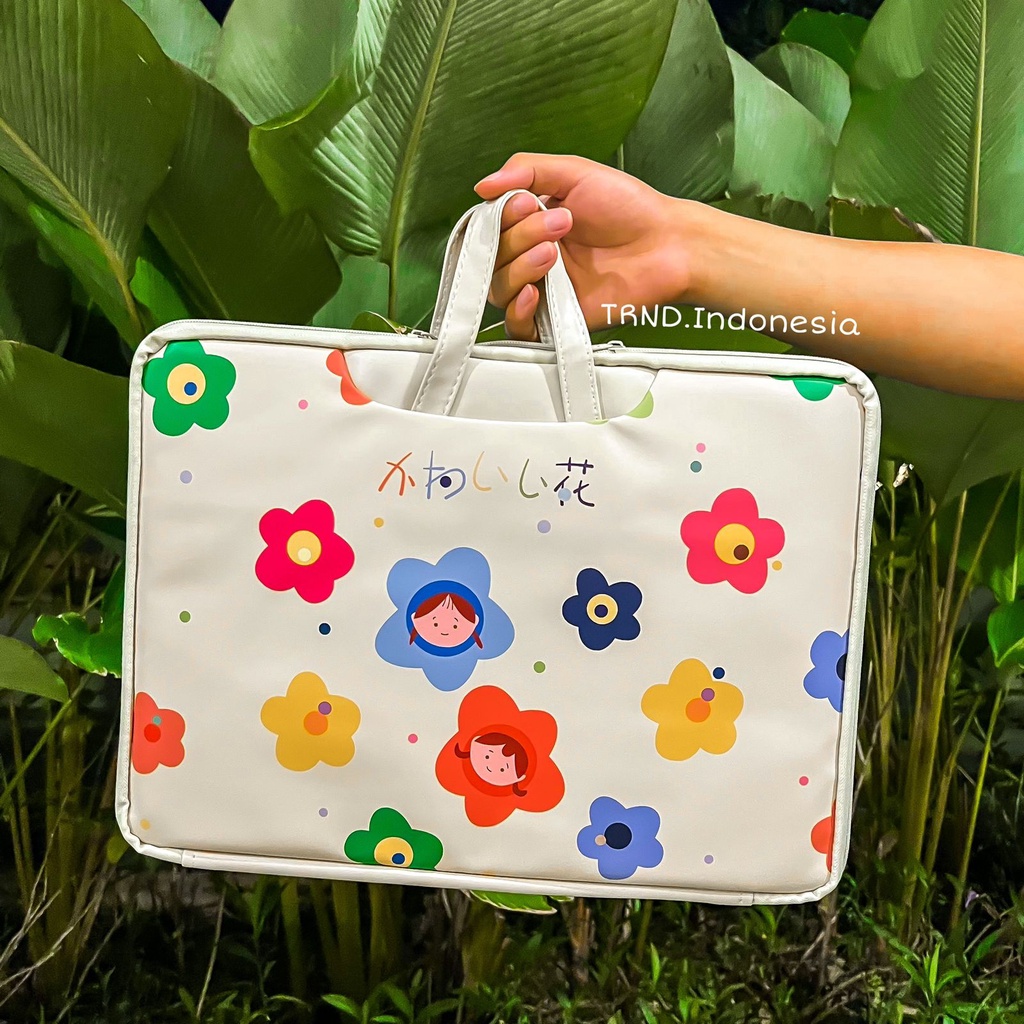 Jual Flower Girl Laptop Bag Tas Laptop Kulit Lucu Jinjing Putih