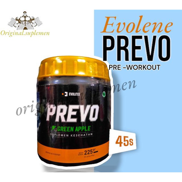 Jual Evolene Prevo Preworkout 225gr / 45 sachet Green Apple HALAL BPOM ...