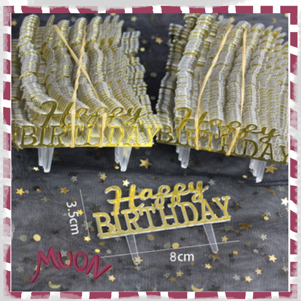 Jual Cake Topper Happy Birthday Mini Kecil Hiasan Tusuk Kue Gold G Perbiji Shopee Indonesia