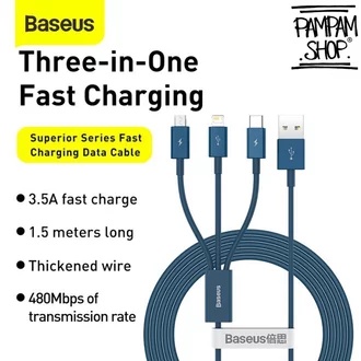 Jual [ BASEUS ] SUPERIOR SERIES FAST CHARGING DATA CABLE USB TO M+L+C 3 ...