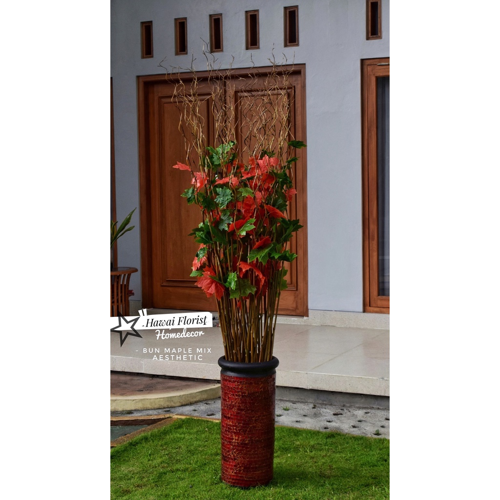 Jual Dekorasi Rumah Bunga Artifisial 15 Btg Bambu Ulir Natural Maple ...