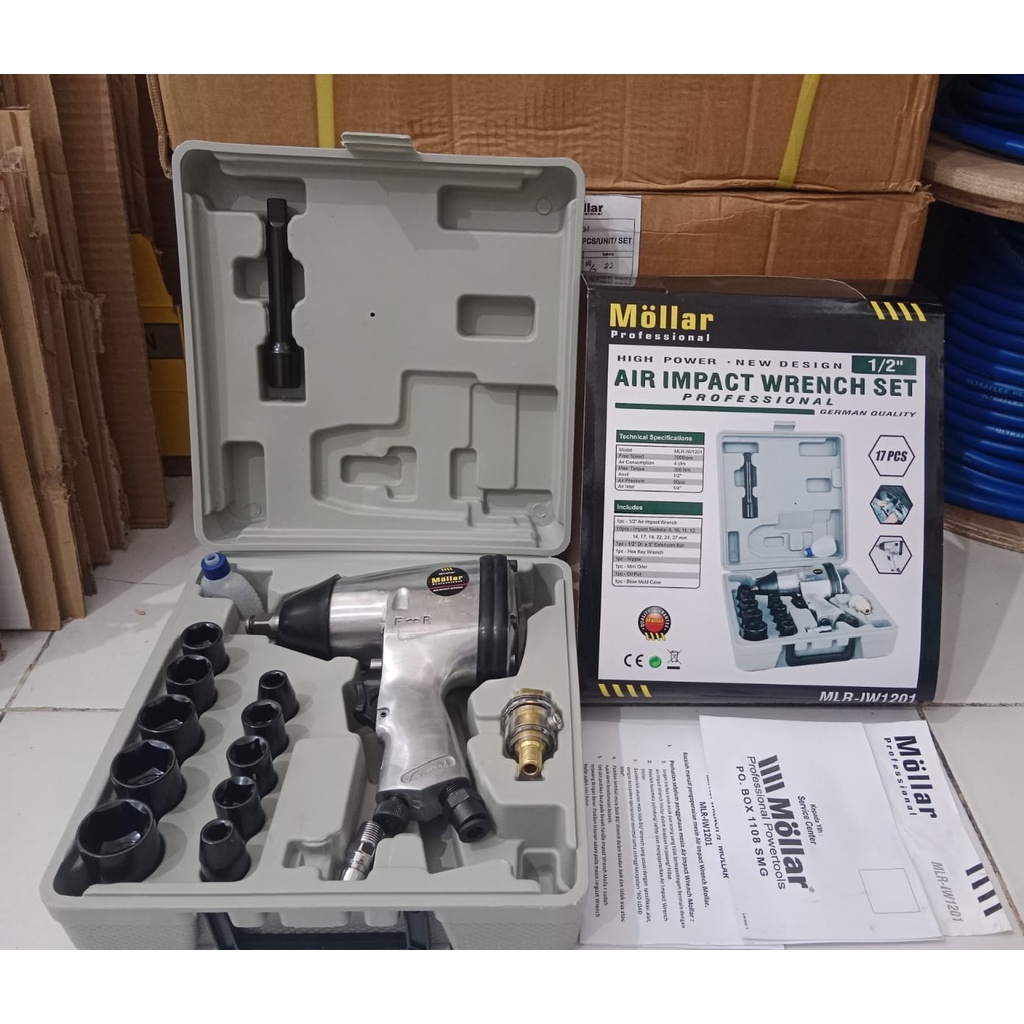 Jual Air Impact Wrench Set Mollar Iw Alat Buka Baut Angin Kompresor