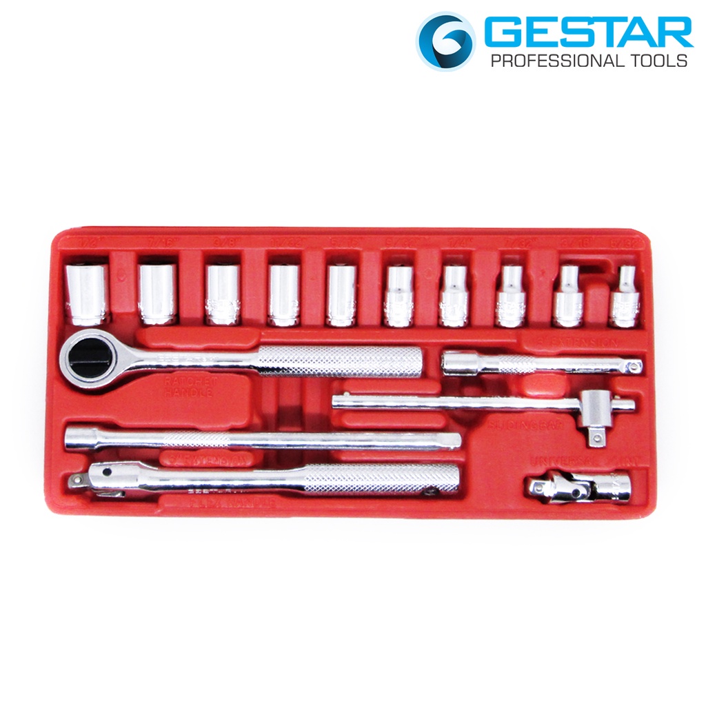 Jual GESTAR/CROSSMAN-Set Kunci Shock 1/4” Drive Socket Set 16Pc SAE (6 ...