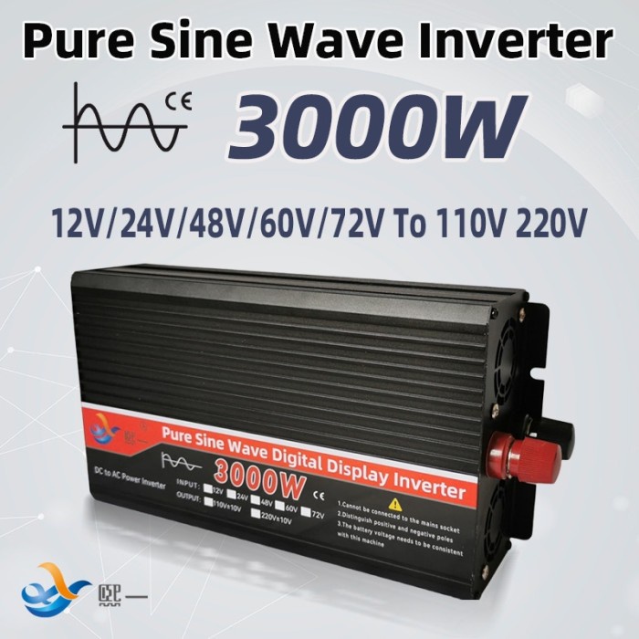 Jual OD Pure Sine Wave Inverter DC 12V 24V 48V 60V 72V To AC220V 50Hz ...