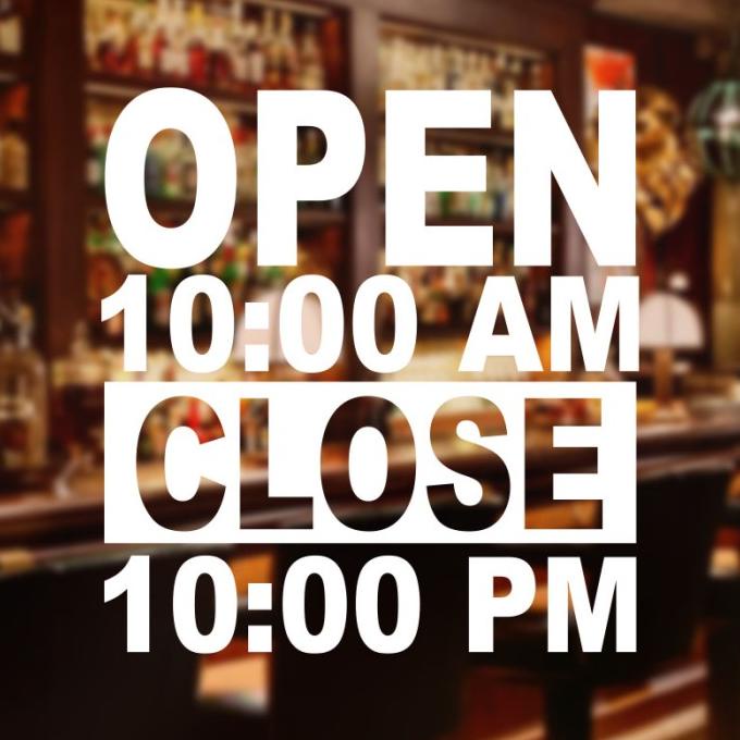 Jual Stiker Open Hours pintu kaca Cafe Kantor Resto Sticker Jam Buka