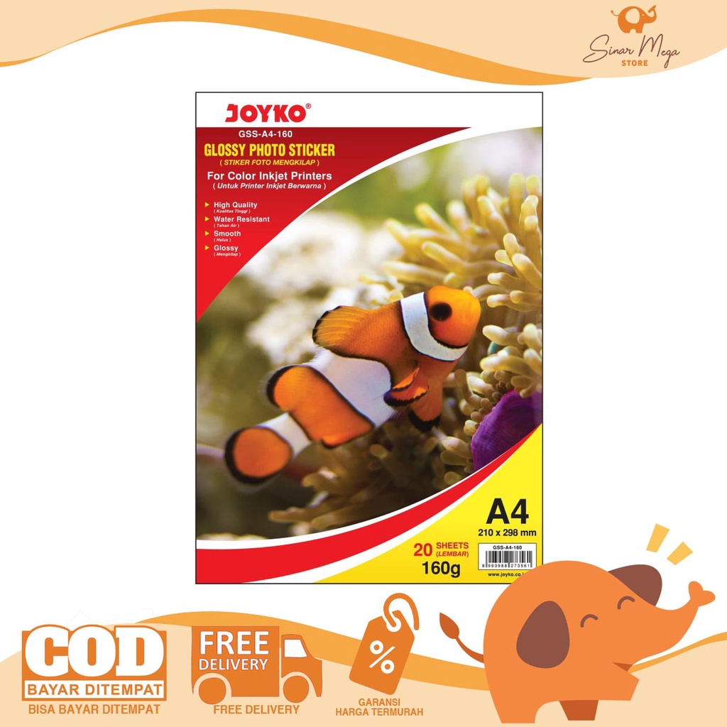 Jual Joyko Glossy Photo Sticker Paper GSSA4160 / Glossy Photo Sticker