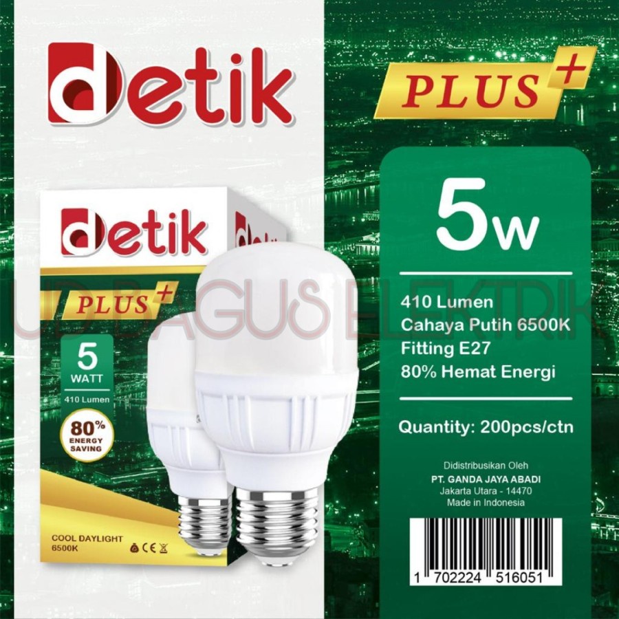 Jual Lampu Led Detik Plus W Bohlam Led Bulb Casule Cahaya Putih Shopee Indonesia