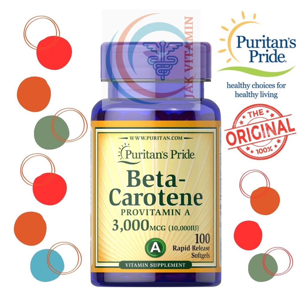 Jual Puritan's Prite Beta-Carotene 10,000 IU 100 Softgels | Shopee ...