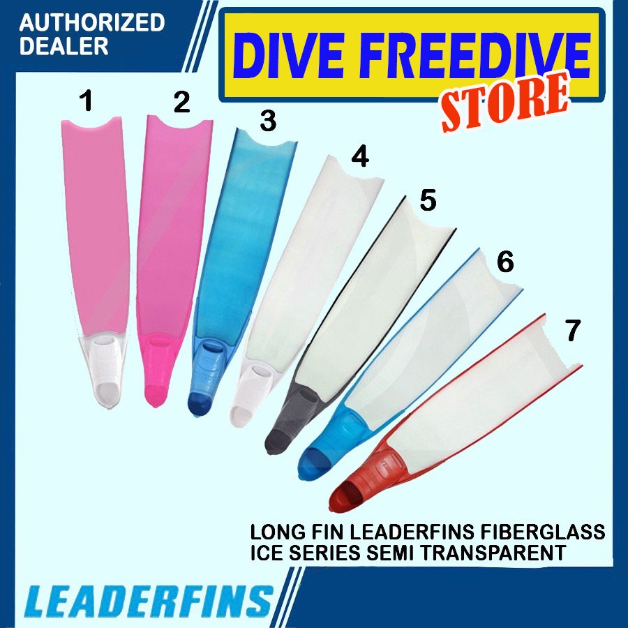 Jual Long Fin Leaderfins Fiber Fiberglass Dive Transparent Blue Pink
