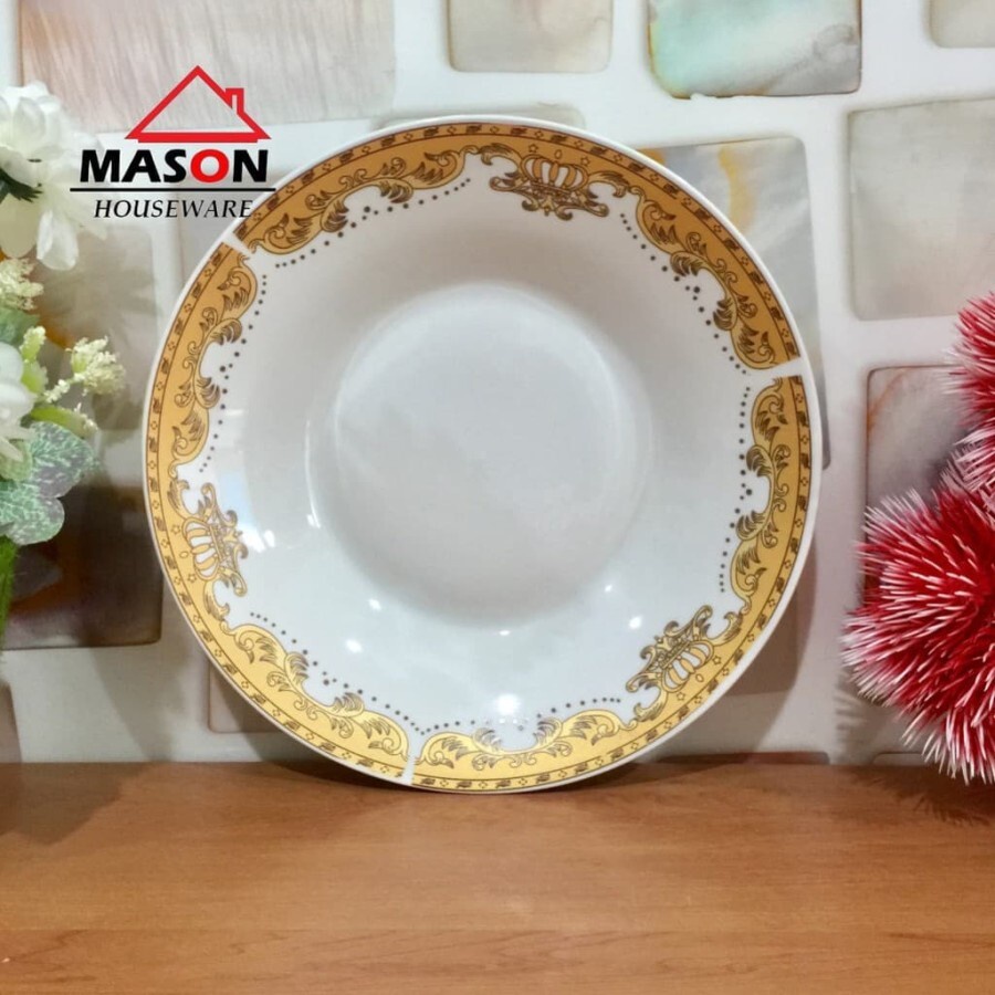 Jual Piring Makan Keramik Piring Makan Inci Motif Mahkota Omega