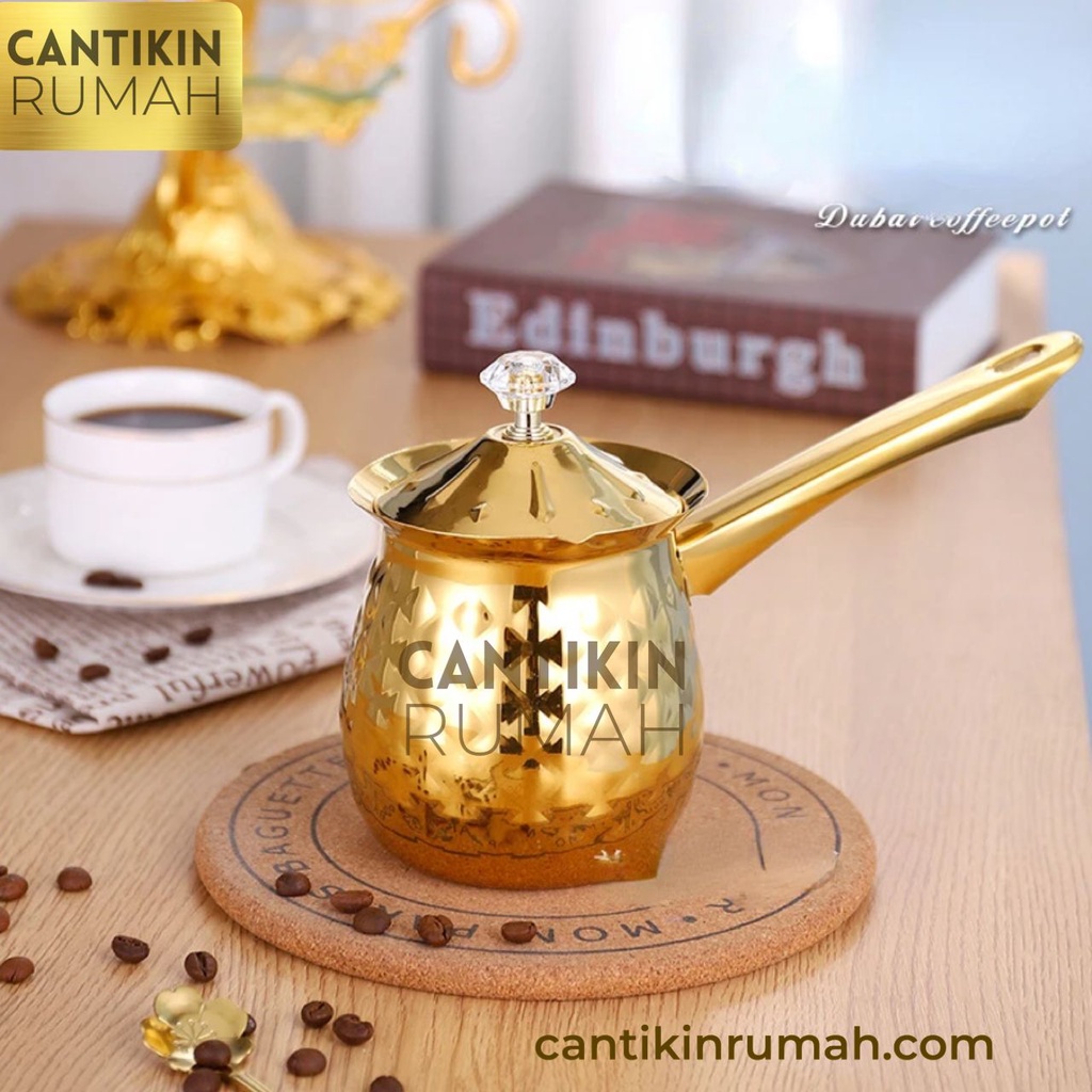 Jual PANCI KOPI TURKISH COFFEE POT DENGAN TUTUP STAINLESS EMAS