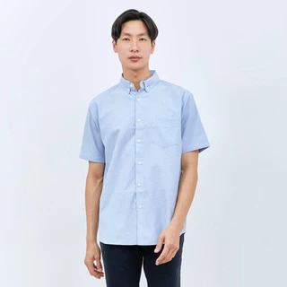 M231 Kemeja Pria Basic Polos Oxford Pendek Biru Muda 1457J