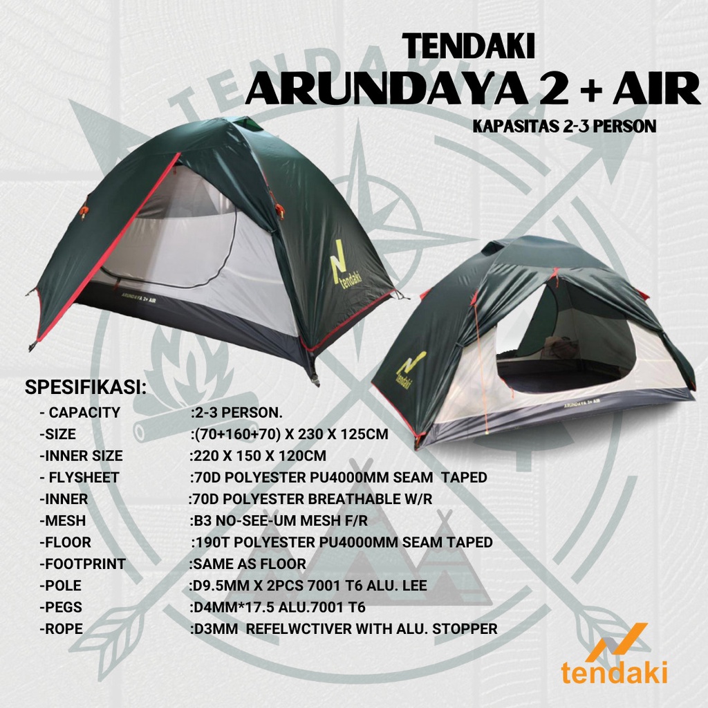 Jual Tenda Camping Kapasitas Orang Tendaki Arundaya Air Tenda