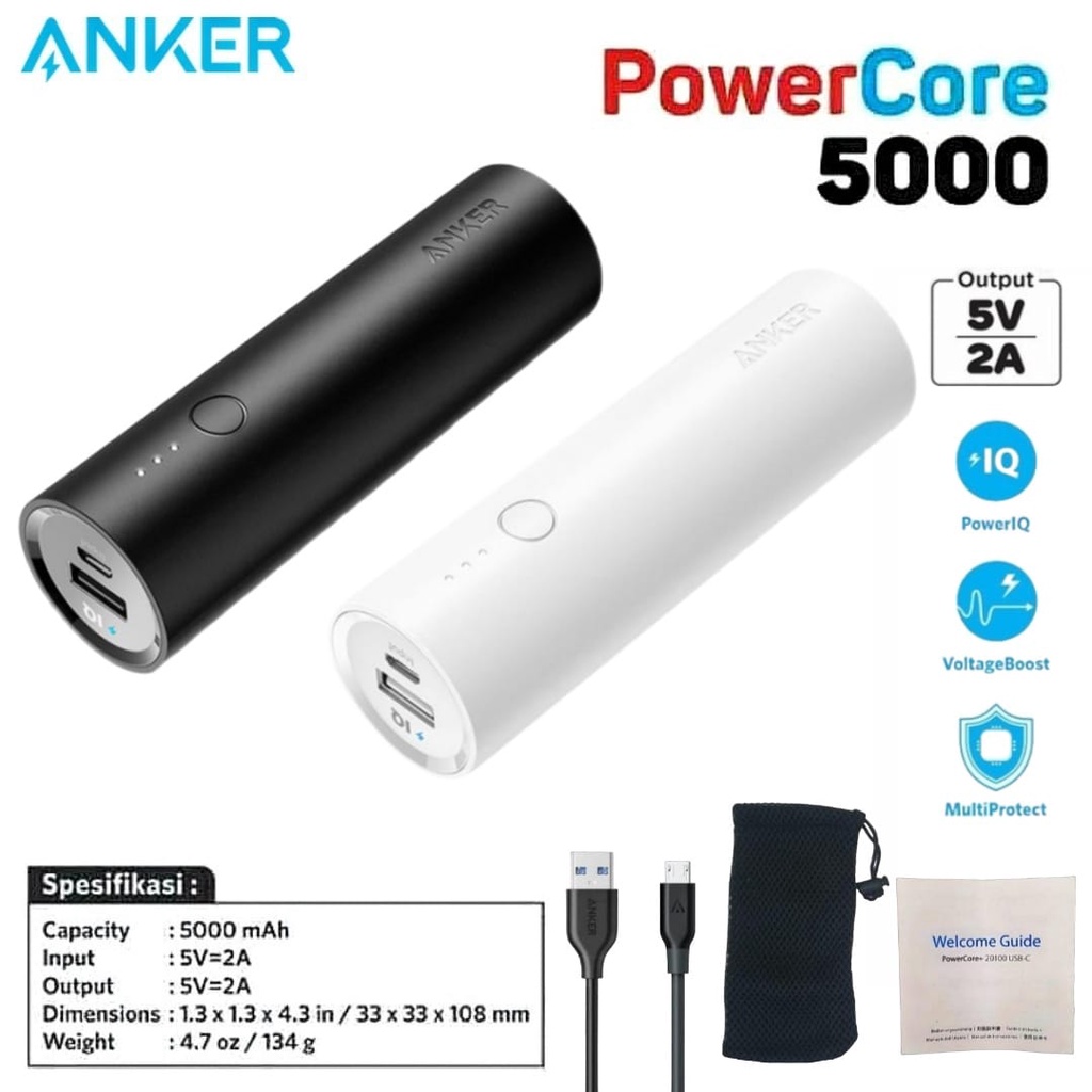 Jual Anker Powerbank 5000 mah A1109 PowerCore 5000mAh Power bank