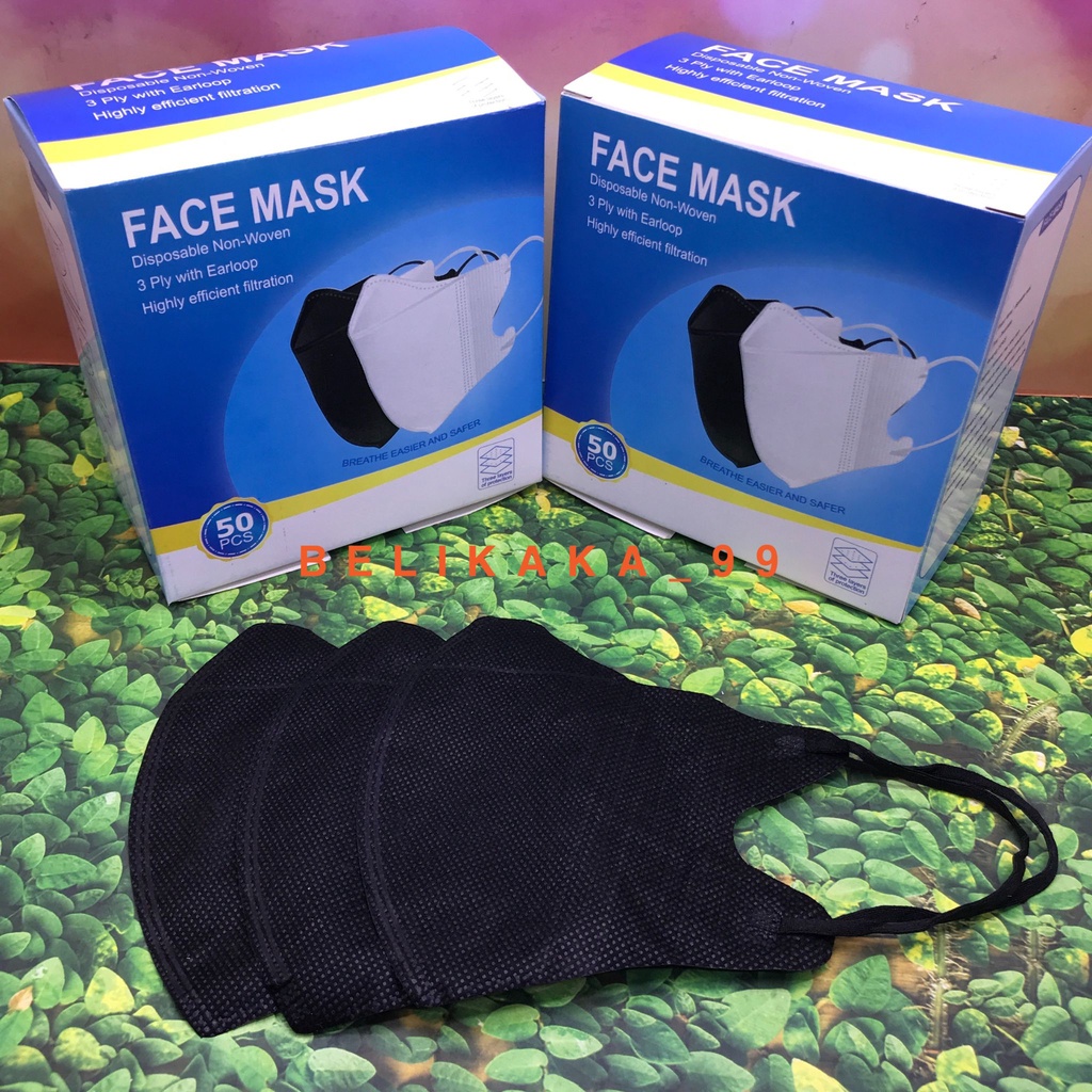 Jual MASKER DUCKBILL HITAM PUTIH 3 PLY GARIS EMBOS ISI 50 PCS TANPA BOX ...