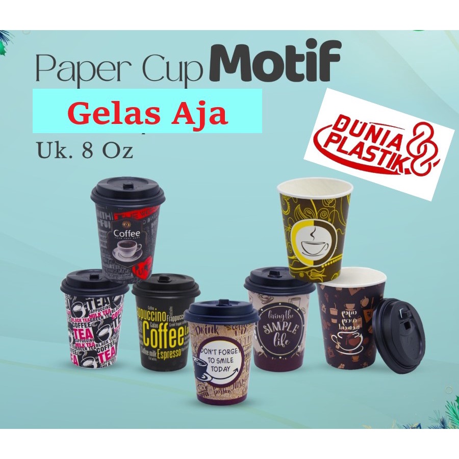 Jual Isi 50pcs Paper Cup Motif 8oz Gelas Kopi Kertas AGP (Paper Cup Aja ...