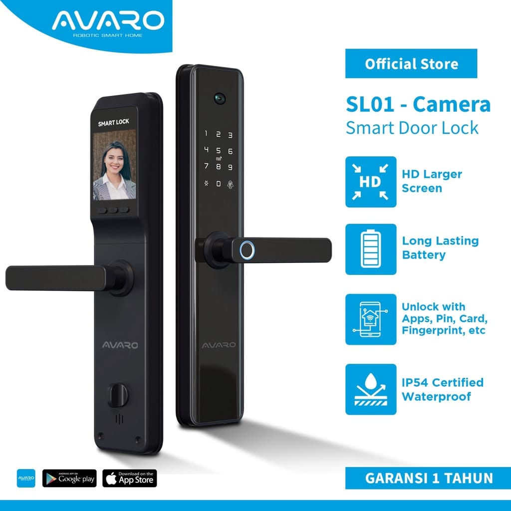 Jual AVARO SL01 CAMERA SMART DOOR LOCK KUNCI PINTU DIGITAL SMART LOCK