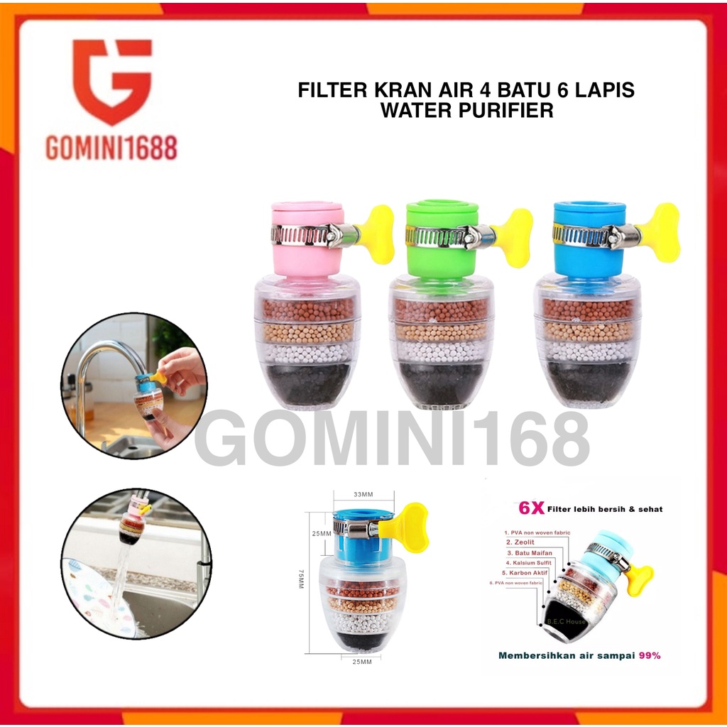Jual Filter Kran Air 4 Batu 6 Lapis Saringan Sambungan Kran Steril ...