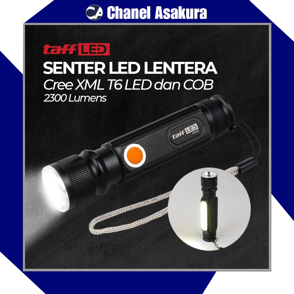 Jual Senter LED Lentera USB T6 + COB 2300 Lumens - WY8106 | Shopee ...