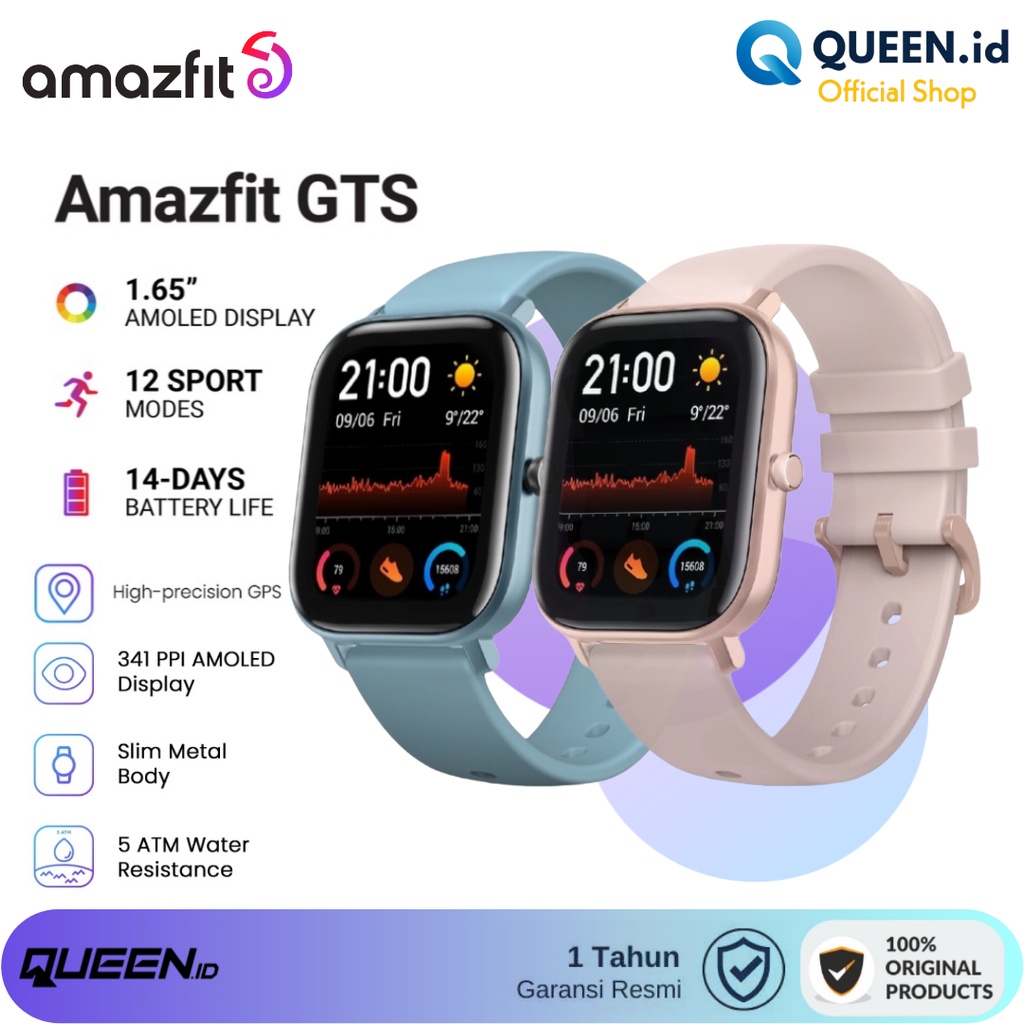 Jual AMAZFIT GTS Smartwatch AMOLED Display GPS Smart Watch GTS Version ...